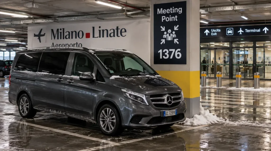 MINIVAN is parked at Milan Linate Airport