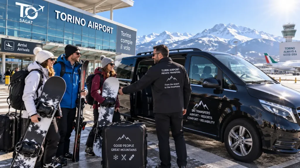 Turin Airport ski transfers Private ski transfer at Turin Airport